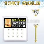 dginb3 10kt gold nose bone with 3mm prong clear cz heart
