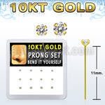 dgiys11 box 10kt gold bend it nose stud w 1.5 2mm prong set cz