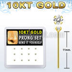 dgiys19 box w 10kt gold bend it nose studs w 2mm prong set czs