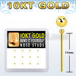 dgiys5 box w 12 10kt gold bend it nose studs w 1.5mm ball tops