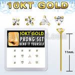 dgiys6 box w 10kt gold nose bend it nose studs cz in mix shape