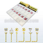 dgm12 large display tray w 288 pcs.of 14kt gold nose jewellery