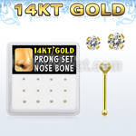 dgnb11 box w 14kt gold nose bones w 1 5 2 mm round cz tops