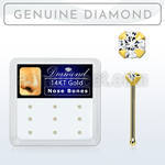dgnb15 box w 14kt gold nose bones w 1 5 real prong set diamonds