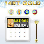 dgnb1 14kt gold nose bone w ab color 1 5mm round crystal top