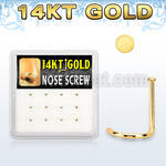dgsc24 box w 12 14kt gold nose screws, 22g w round flat top