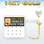 dgsc5 box w 14kt gold nose screws w prong set 3mm heart cz 