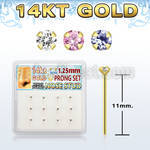 dgys23 box w 14kt gold nose bend it nose stud w 1.2mm round cz 