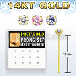 dgys27 box w 14kt gold bend it nose studs w prong set 2mm cz 