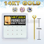 dgys4 box w 14kt gold bend it nose studs w prong set 1.5mm cz 