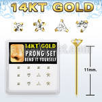 dgys6 box w 14kt gold nose bend it nose studs cz in mix shape