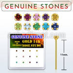 dgys8 box w 14kt gold bend it nose studs w 2mm real gem stones