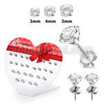 dheszr1 steel ear studs prong set 3mm to 5mm cz 13