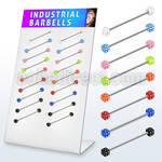 dind13 316l steel industrial barbell with 4mm acrylic uv dice
