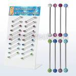 dind18 316l industrial barbell with a 5mm ferido crystal ball