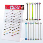 dind2 polished pvd plated 316l industrial barbell with jewel