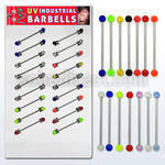dind4 316l industrial barbell with acrylic uv glitter ball