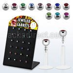 display w 24 bio flex labrets w 3mm jewel ball tops