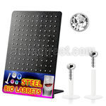 dlbijc bioflex labret with push in 2mm flat clear crystal head