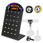 dlbitca clear bioflex labret with 3mm anodized multi jewel ball