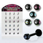 dlbkca black anodized 316l labret with 3mm multi jewel ball