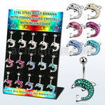 dmix16b display w steel belly bananas w multi crystal dolphins