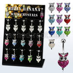 dmix5b display w assorted color crystall owl belly bananas