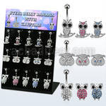 dmix9b display w 316l steel belly bananas w crystal owls