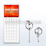 dnbrc2 silver nose bones w moon w clear crystal on slave hoop