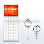dnbrc3 silver nose bones w star w clear crystal on slave hoop
