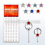 dnbrm3 silver nose bones with star w crystal on slave hoop
