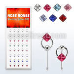 dnbrm5 silver nose bones with square crystals on slave hoop