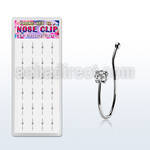 dncl11c box w 24 silver fake nose clips with 2mm clear cz