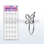 dncl2c box w silver fake nose clips wire flower w color crystal