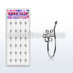 dncl3c box w silver fake nose clips wire flower w color crystal