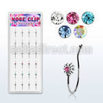 dncl5 box w 24 silver fake nose clips w sun w crystal
