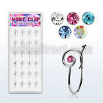dncl7 box w 24 silver fake nose clips w infinity clear crystal