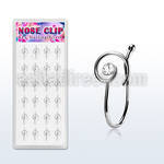 dncl7c box w 24 silver fake nose clips w spiral w clear crystal