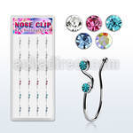 dncl8 box w 24 silver fake nose clips w musical w 2crystals