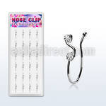 dncl8c box w silver fake nose clips w musical w 2 clear crystal