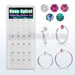 dnrm14 box w silver nose spirals w 2mm mixed crystals tops