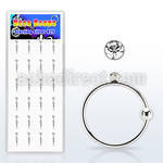 dnsc9 box of silver nose hoops w crystal ball diameter 10mm