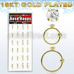 dnsm106 box w gold plated 925 silver nose hoop w 1.5mm round cz