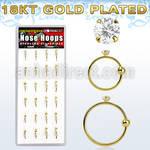 dnsm107 box w gold plated 925 silver nose hoop w 2mm round cz