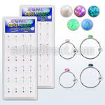 dnsm111 box w silver nose hoop w ball 2mm synthetic opal top