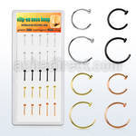 dnsm122 box w assorted 925 silver fake nose clips