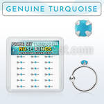 dnsm135 box w 18 silver noose hoop prong set turquoise stone 8mm