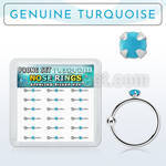 dnsm136 box w 18 silver noose hoop with turquoise stone 10mm