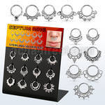 dnsm137 display w 12 pcs. of silver septum rings in mixed design