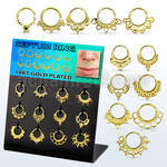 dnsm138 display w gold plated silver septum rings mixed design